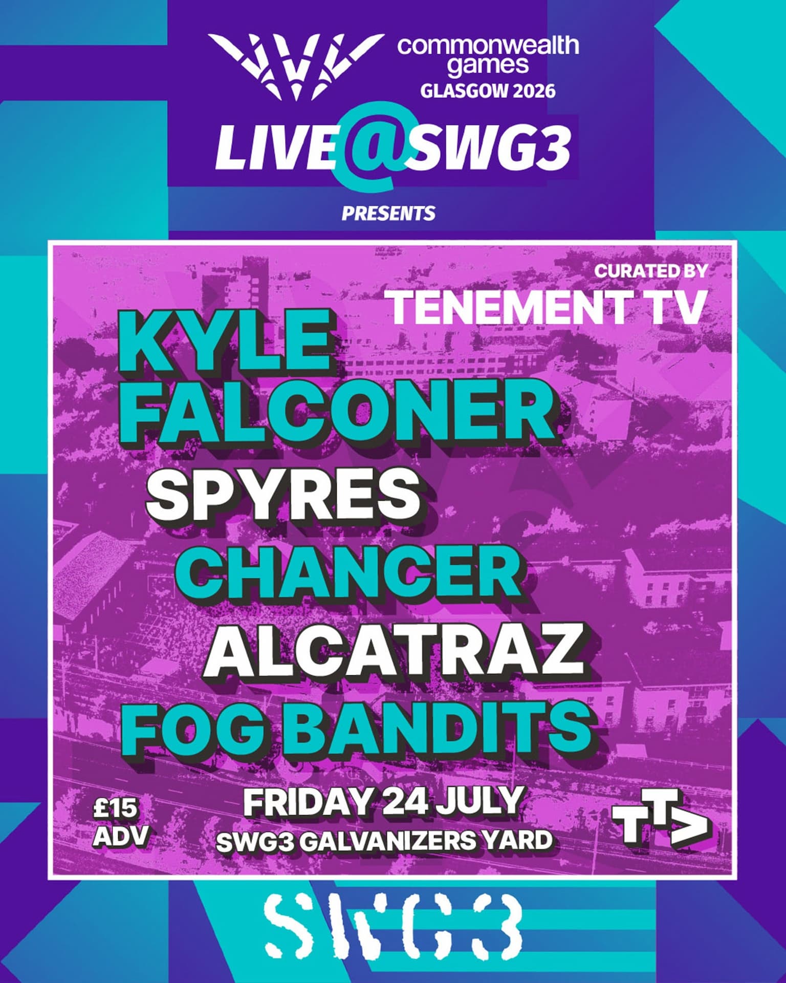 Logo de l'événement Kyle Falconer, Spyres, Chancer, Alcatraz, Fog Bandits