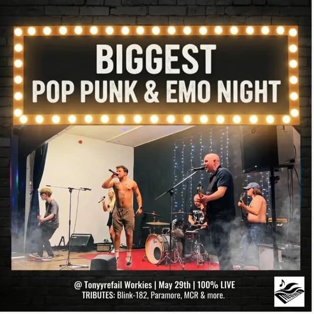 Logo de l'événement Biggest Pop Punk & Emo Night | Tonyrefail Workies
