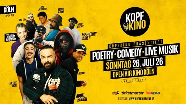 Logo de l'événement Kopfkino Vol.22: Comedy • Poetry • Live Musik in Köln "Open Air"