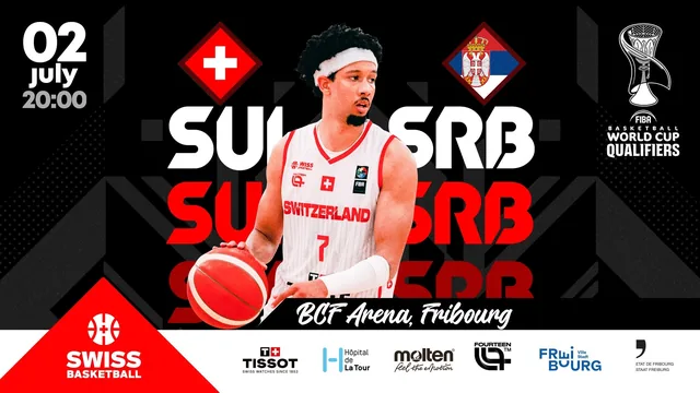 Logo FIBA Basketball World Cup 2027 European Qualifiers | SUI vs SRB